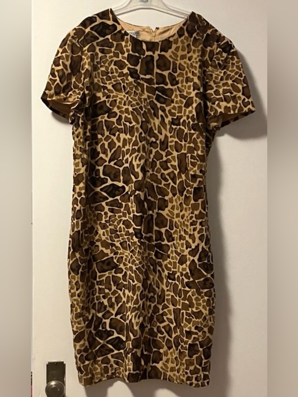 Maggy London Tan and Brown Giraffe-Print Midi Dress